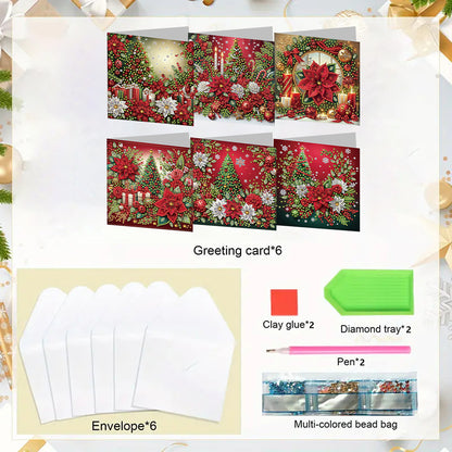 6PCS DIY Diamond Art Greeting Cards Christmas Congratulations Cards & Gifts