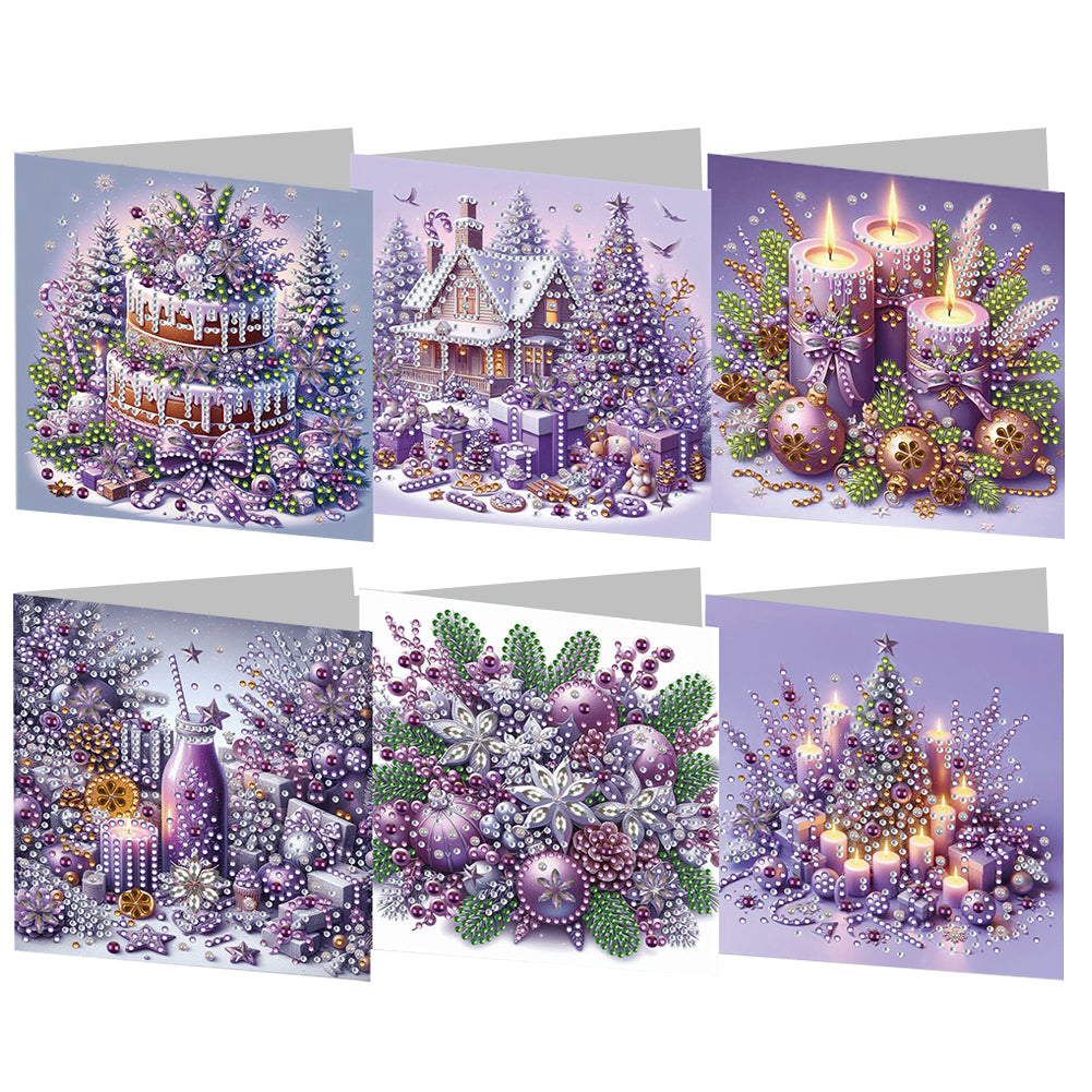 6PCS DIY Diamond Art Greeting Cards Holiday Theme Congratulations Cards & Gifts