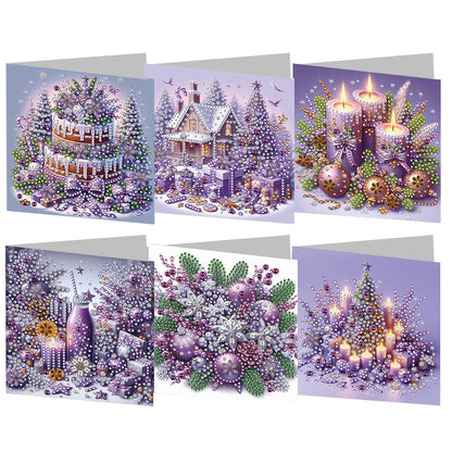 6PCS DIY Diamond Art Greeting Cards Holiday Theme Congratulations Cards & Gifts