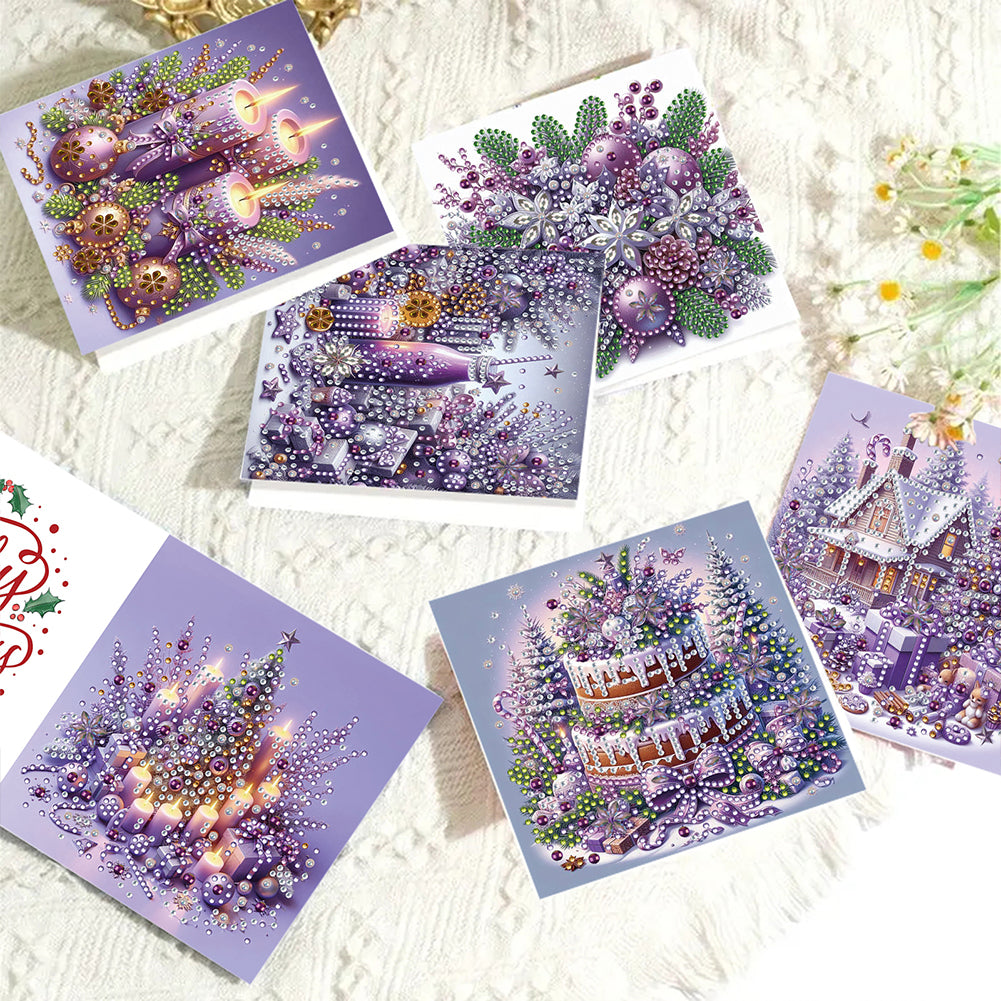 6PCS DIY Diamond Art Greeting Cards Holiday Theme Congratulations Cards & Gifts