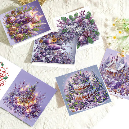 6PCS DIY Diamond Art Greeting Cards Holiday Theme Congratulations Cards & Gifts