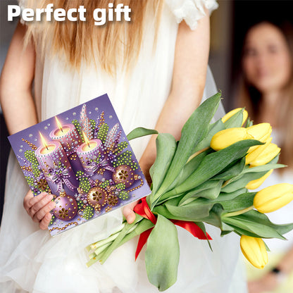 6PCS DIY Diamond Art Greeting Cards Holiday Theme Congratulations Cards & Gifts