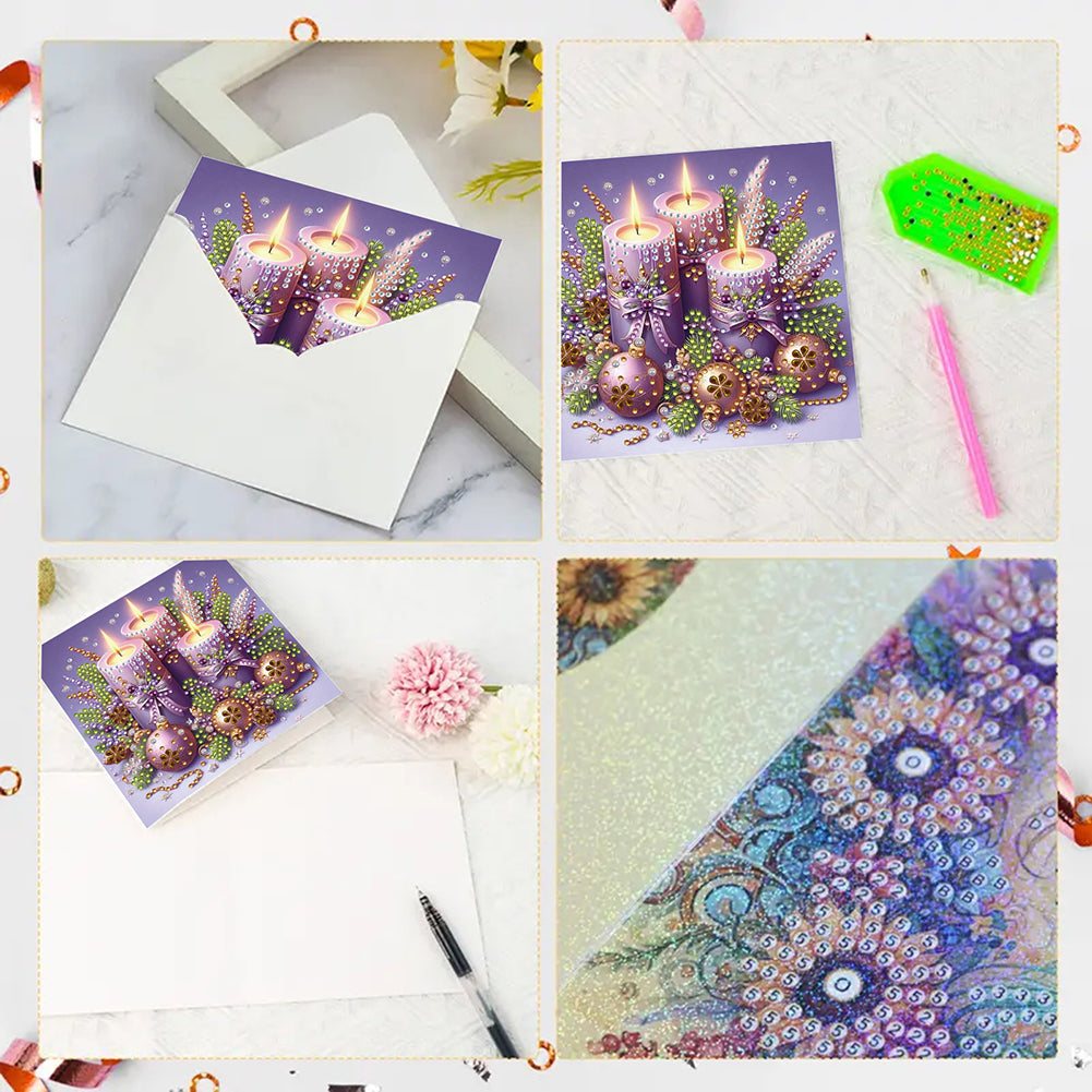 6PCS DIY Diamond Art Greeting Cards Holiday Theme Congratulations Cards & Gifts