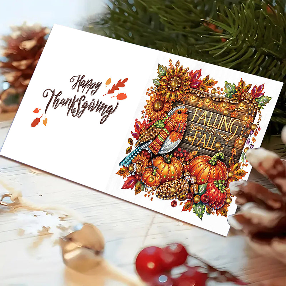 6PCS DIY Diamond Art Greeting Cards Autumn Theme Congratulations Cards & Gifts