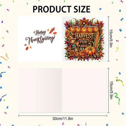 6PCS DIY Diamond Art Greeting Cards Autumn Theme Congratulations Cards & Gifts