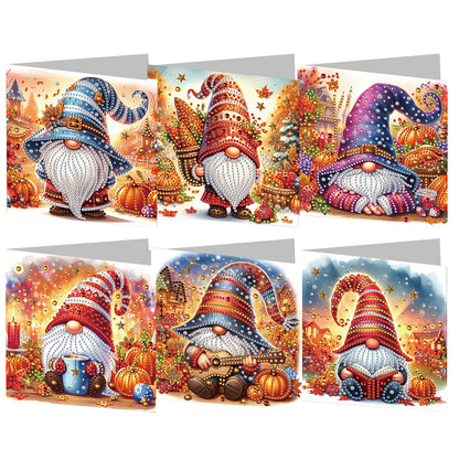6PCS DIY Diamond Art Greeting Cards Pumpkin Gnome Congratulations Cards & Gifts