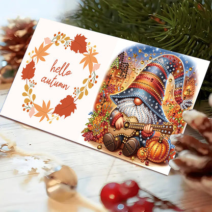 6PCS DIY Diamond Art Greeting Cards Pumpkin Gnome Congratulations Cards & Gifts