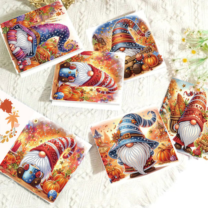6PCS DIY Diamond Art Greeting Cards Pumpkin Gnome Congratulations Cards & Gifts