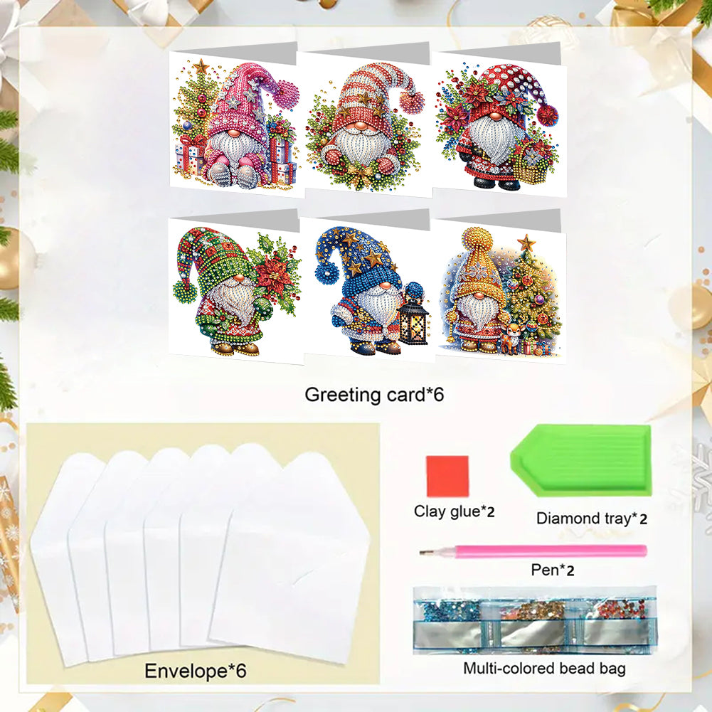 6PCS DIY Diamond Art Greeting Cards Christmas Congratulations Cards & Gifts