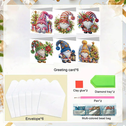 6PCS DIY Diamond Art Greeting Cards Christmas Congratulations Cards & Gifts