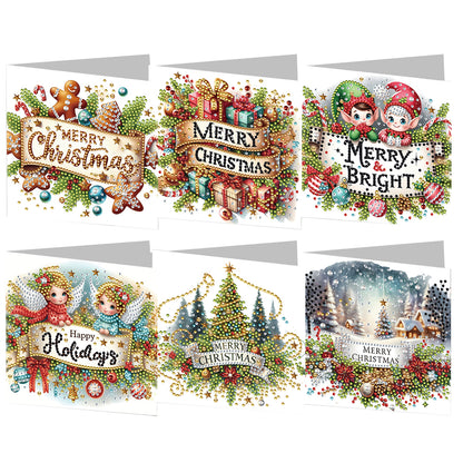 6PCS DIY Diamond Art Greeting Cards Christmas Congratulations Cards & Gifts