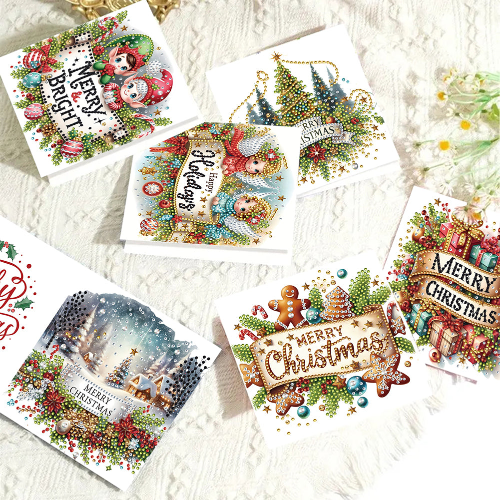 6PCS DIY Diamond Art Greeting Cards Christmas Congratulations Cards & Gifts