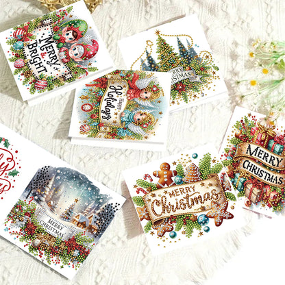 6PCS DIY Diamond Art Greeting Cards Christmas Congratulations Cards & Gifts
