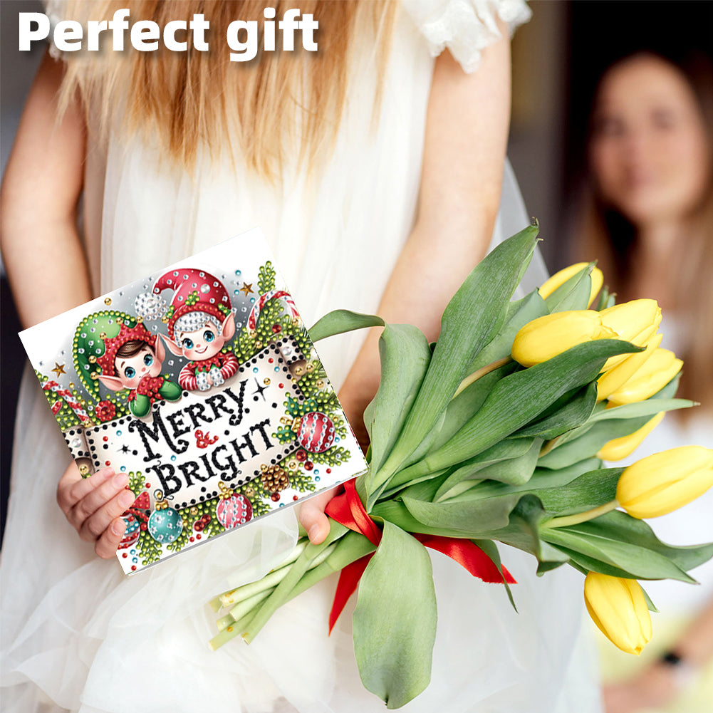 6PCS DIY Diamond Art Greeting Cards Christmas Congratulations Cards & Gifts