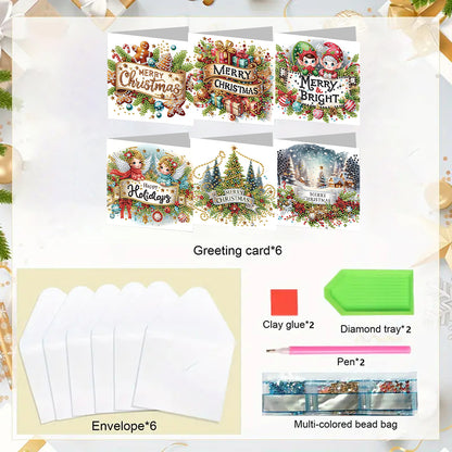 6PCS DIY Diamond Art Greeting Cards Christmas Congratulations Cards & Gifts