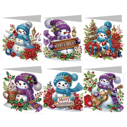 6PCS DIY Diamond Art Greeting Cards Snowman Congratulations Cards & Gifts