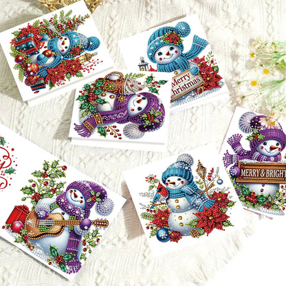 6PCS DIY Diamond Art Greeting Cards Snowman Congratulations Cards & Gifts