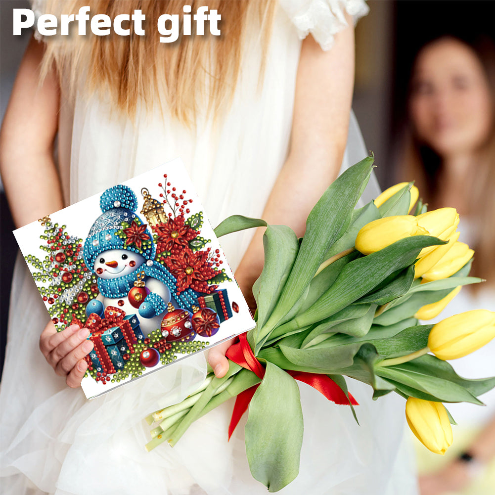 6PCS DIY Diamond Art Greeting Cards Snowman Congratulations Cards & Gifts