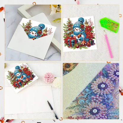 6PCS DIY Diamond Art Greeting Cards Snowman Congratulations Cards & Gifts