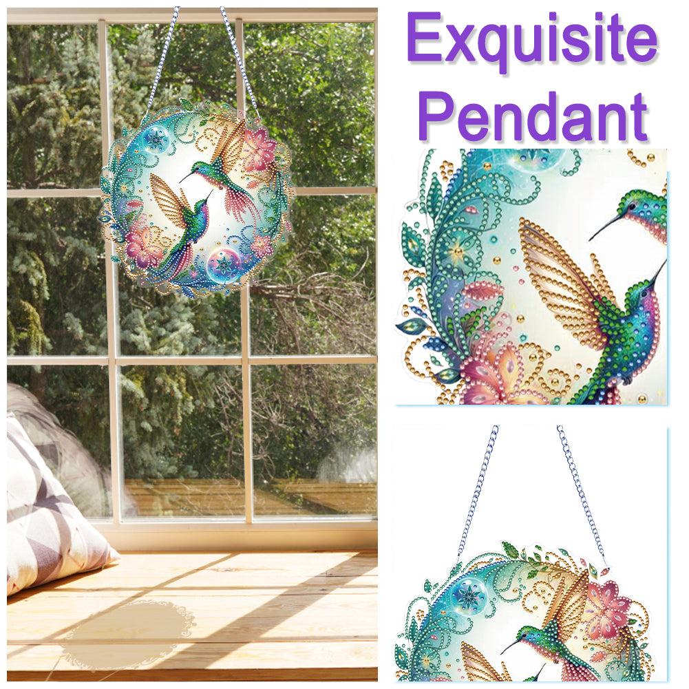 2D Flat Hummingbird DIY Diamond Art Pendant Special Shape Wall Door Decoration