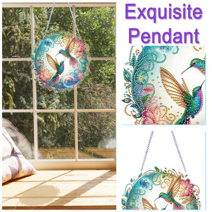 2D Flat Hummingbird DIY Diamond Art Pendant Special Shape Wall Door Decoration