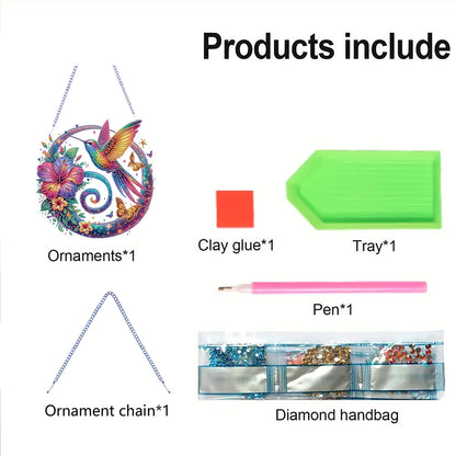 2D Flat Hummingbird DIY Diamond Art Pendant Special Shape Wall Door Decoration