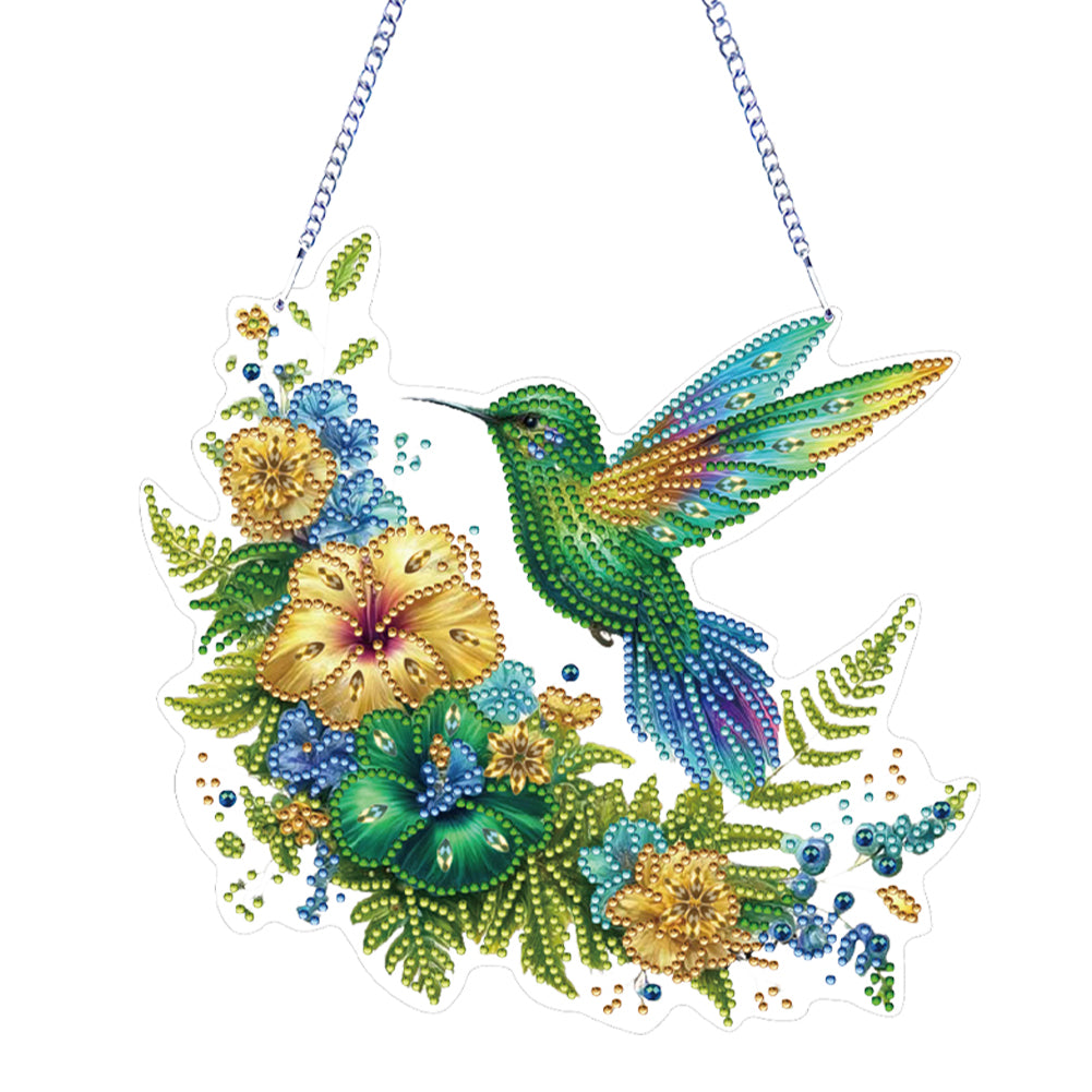 2D Flat Hummingbird DIY Diamond Art Pendant Special Shape Wall Door Decoration