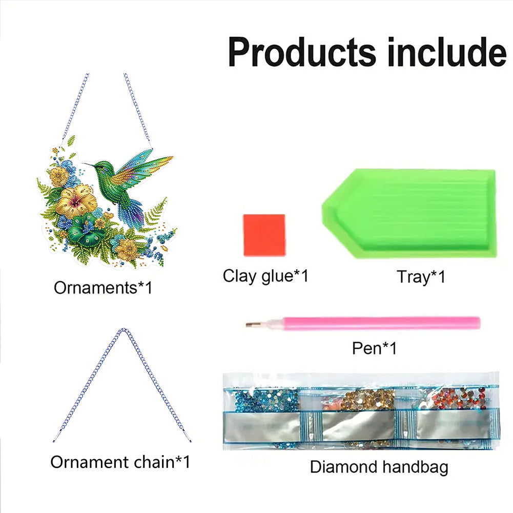 2D Flat Hummingbird DIY Diamond Art Pendant Special Shape Wall Door Decoration