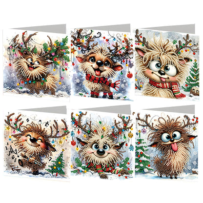 6PCS DIY Diamond Art Greeting Cards Deer Designs Congratulations Cards & Gifts