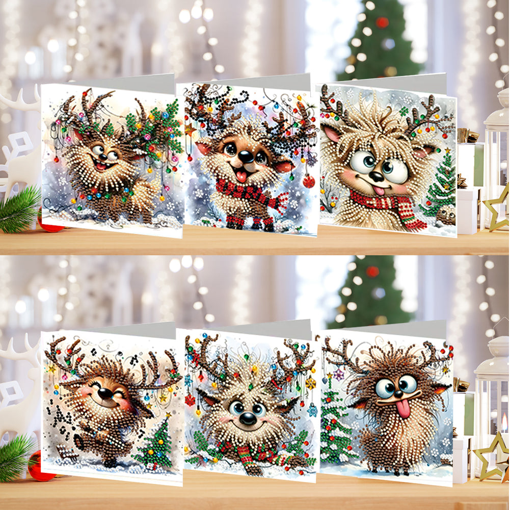 6PCS DIY Diamond Art Greeting Cards Deer Designs Congratulations Cards & Gifts