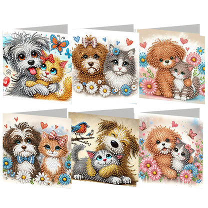 6PCS DIY Diamond Art Greeting Cards Dog Designs Congratulations Cards & Gifts