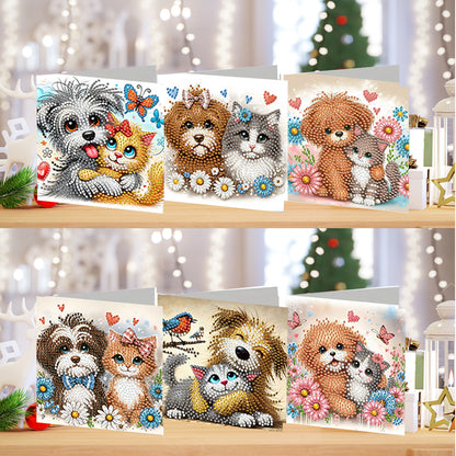 6PCS DIY Diamond Art Greeting Cards Dog Designs Congratulations Cards & Gifts