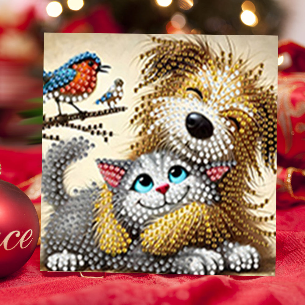 6PCS DIY Diamond Art Greeting Cards Dog Designs Congratulations Cards & Gifts