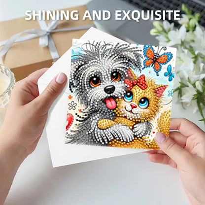 6PCS DIY Diamond Art Greeting Cards Dog Designs Congratulations Cards & Gifts