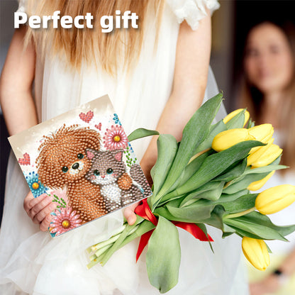 6PCS DIY Diamond Art Greeting Cards Dog Designs Congratulations Cards & Gifts