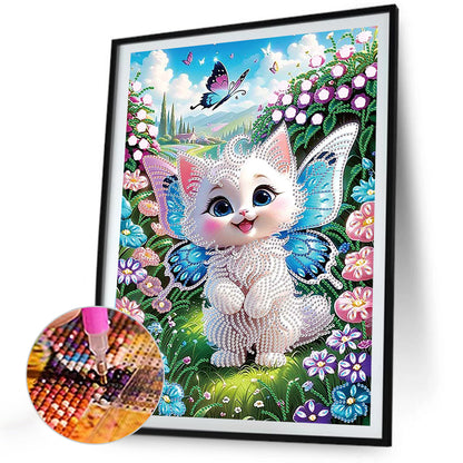 Butterfly Kitten - Special Shaped Drill Diamond Painting 30*40CM