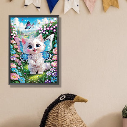 Butterfly Kitten - Special Shaped Drill Diamond Painting 30*40CM