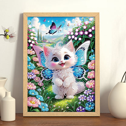 Butterfly Kitten - Special Shaped Drill Diamond Painting 30*40CM