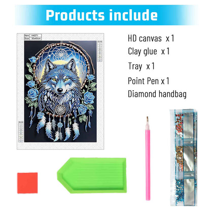Dreamcatcher Wolf - Special Shaped Drill Diamond Painting 30*40CM