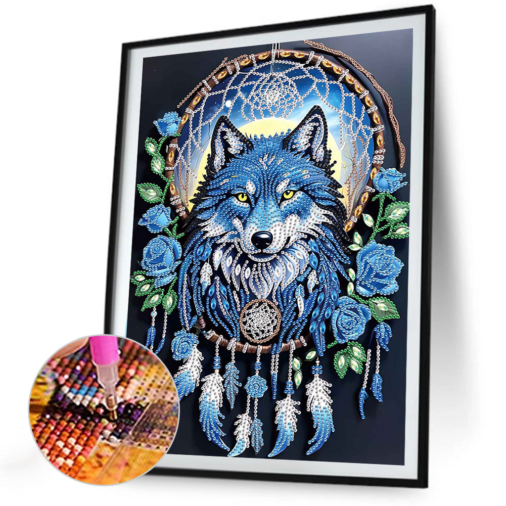 Dream Catcher Wolf - Special Shaped Drill Diamond Painting 30*40CM