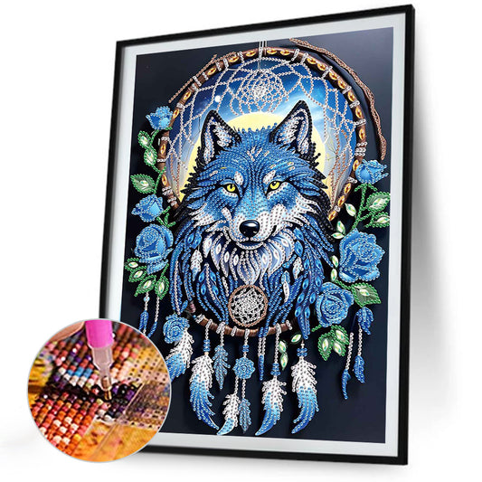 Dream Catcher Wolf - Special Shaped Drill Diamond Painting 30*40CM