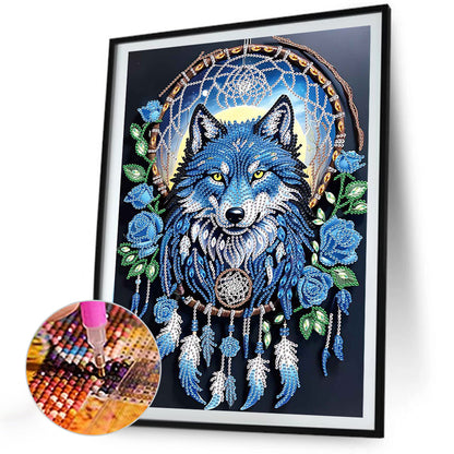 Dreamcatcher Wolf - Special Shaped Drill Diamond Painting 30*40CM