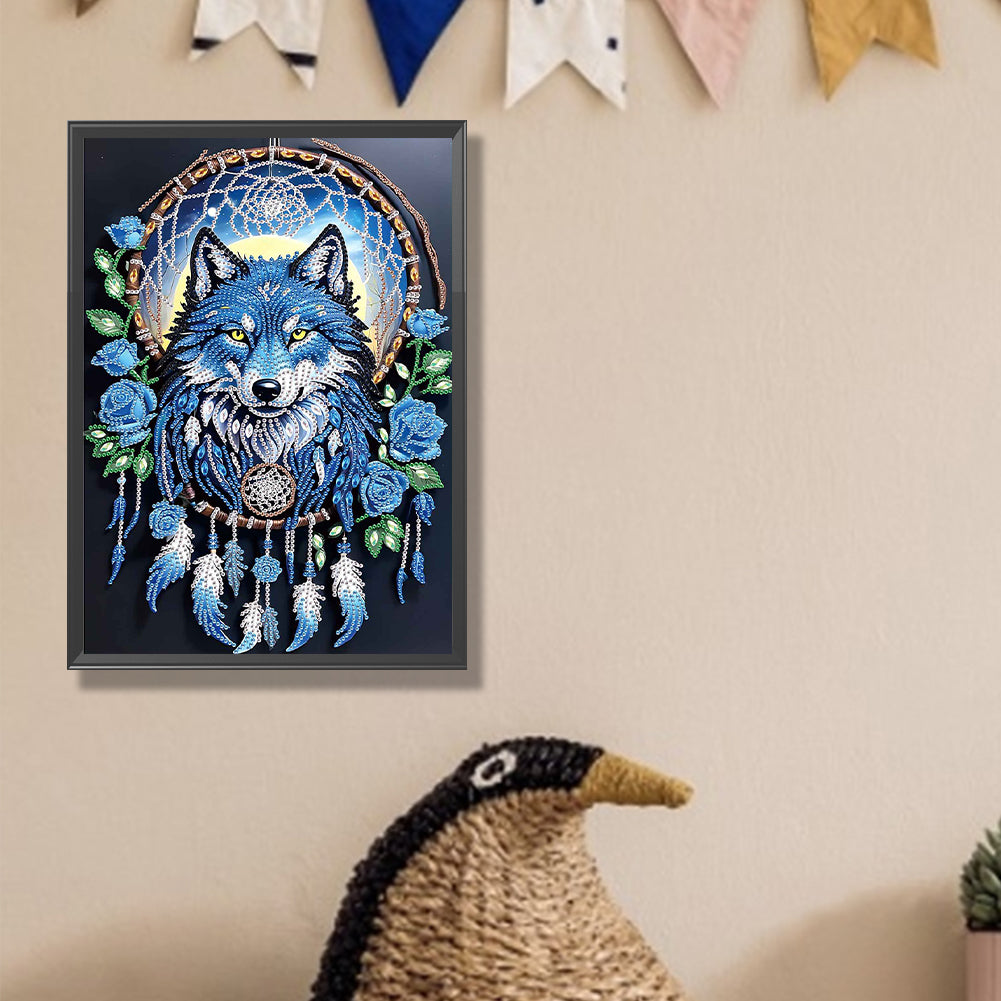 Dream Catcher Wolf - Special Shaped Drill Diamond Painting 30*40CM