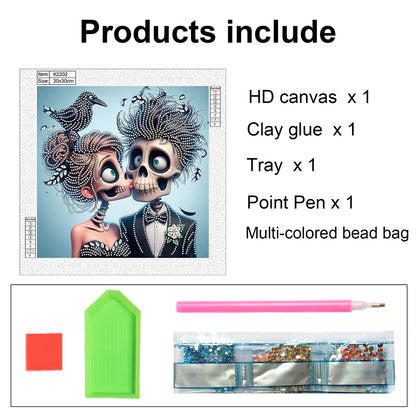 Halloween Skeleton - Special Shaped Drill Diamond Painting 30*30CM