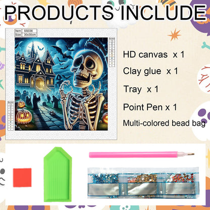 Halloween Skeleton - Special Shaped Drill Diamond Painting 30*30CM