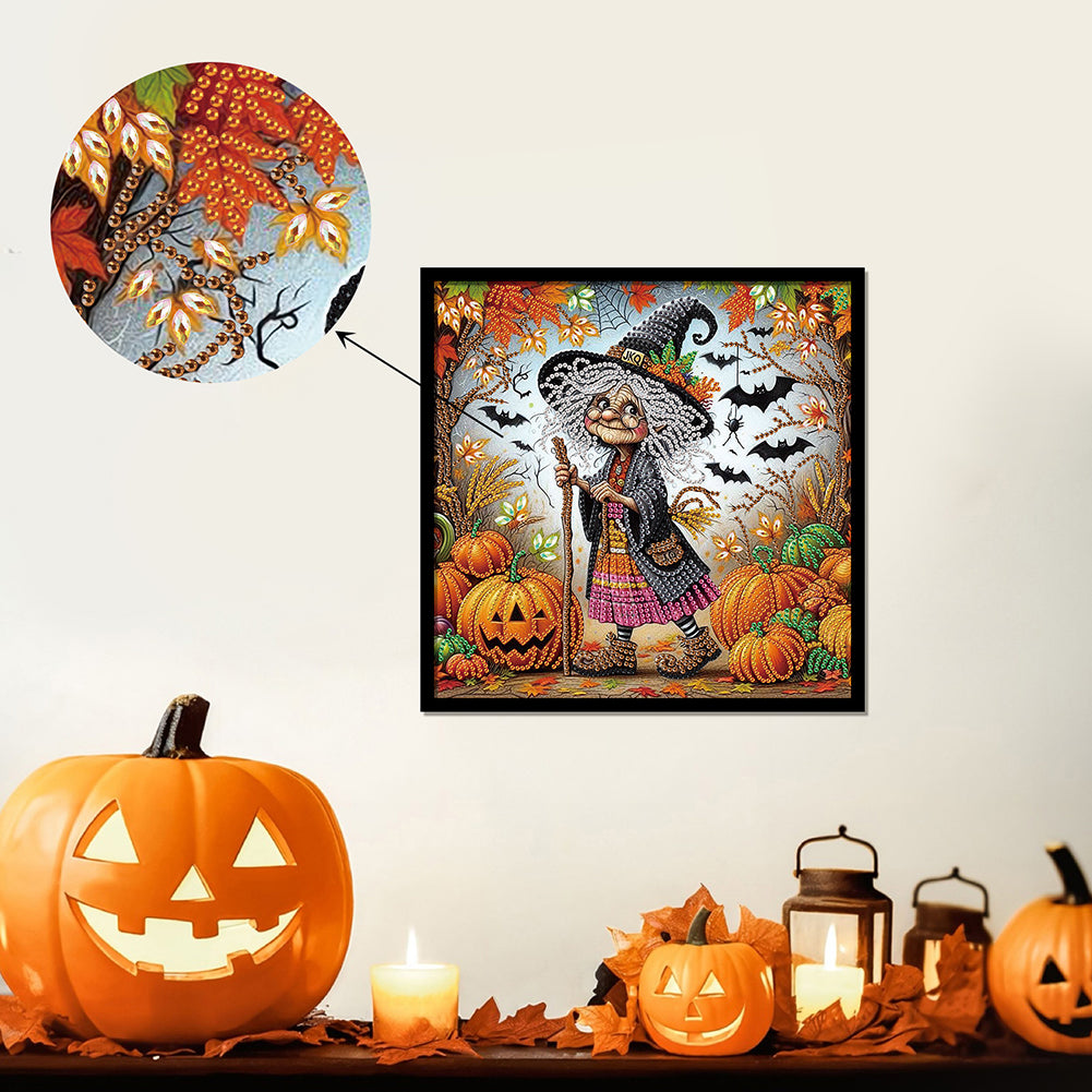 Halloween Witch Pumpkin - Special Shaped Drill Diamond Painting 30*30CM
