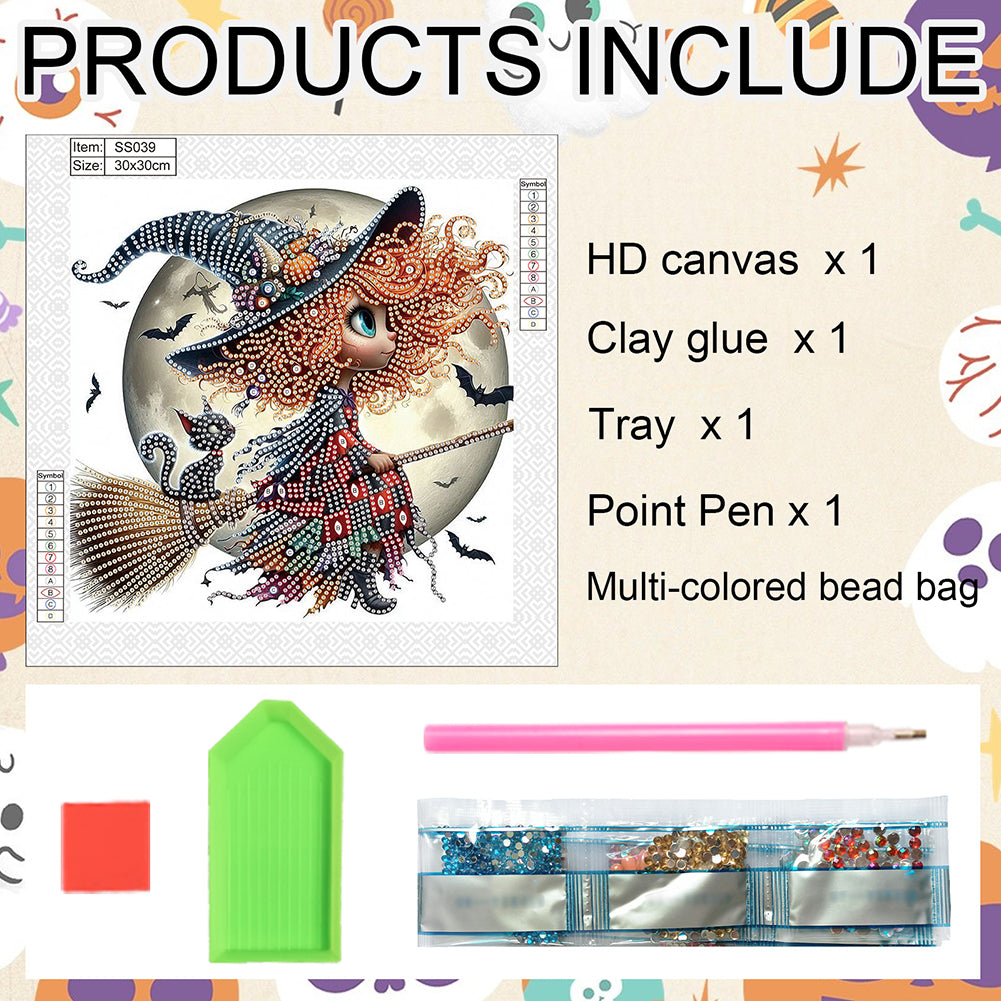 Halloween Witch - Special Shaped Drill Diamond Painting 30*30CM