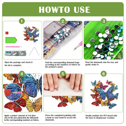 2D Flat DIY Butterfly Diamond Art Pendant Diamond Painting Set Home Wall Decor