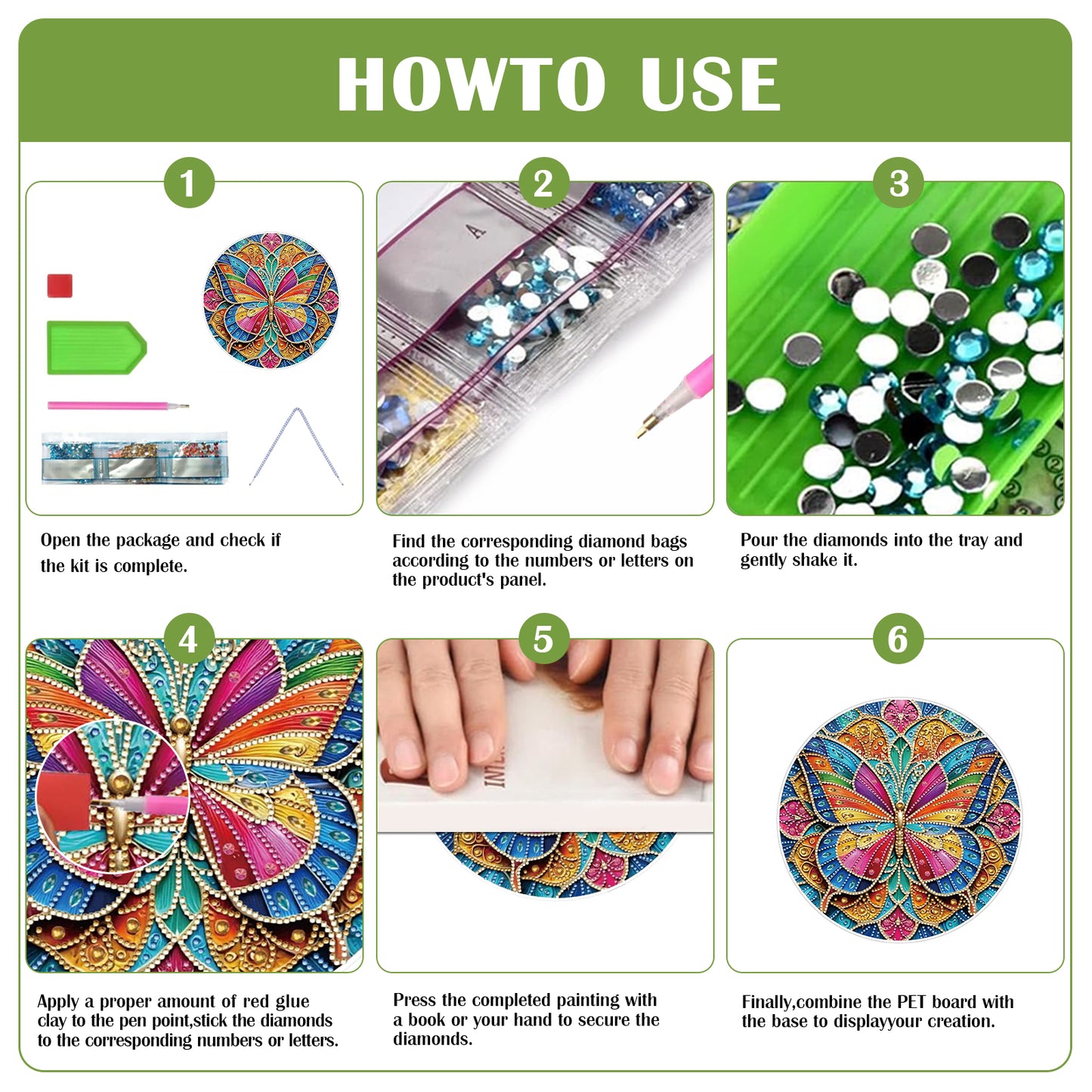 2D Flat DIY Butterfly Diamond Art Pendant Diamond Painting Set Home Wall Decor