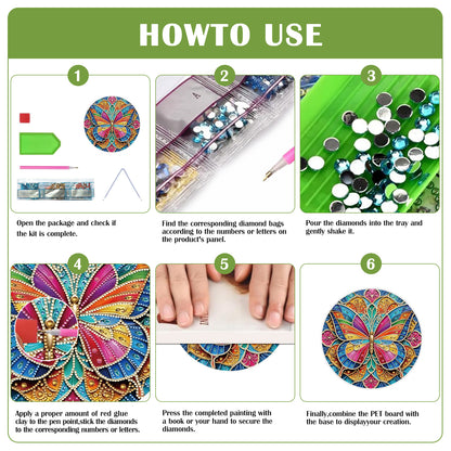 2D Flat DIY Butterfly Diamond Art Pendant Diamond Painting Set Home Wall Decor